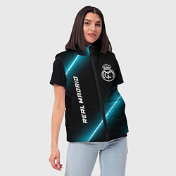 Женский жилет Real Madrid неоновые лампы, цвет: 3D-черный — фото 2