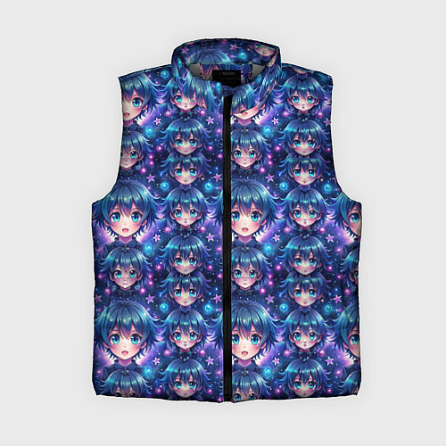 Женский жилет Аниме персонаж с синими волосами / 3D-Светло-серый – фото 1