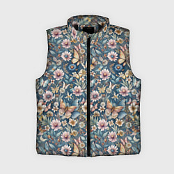 Женский жилет Летний узор с цветами и бабочками