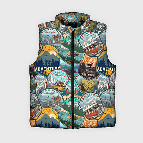 Женский жилет Adventure stickers / 3D-Черный – фото 1