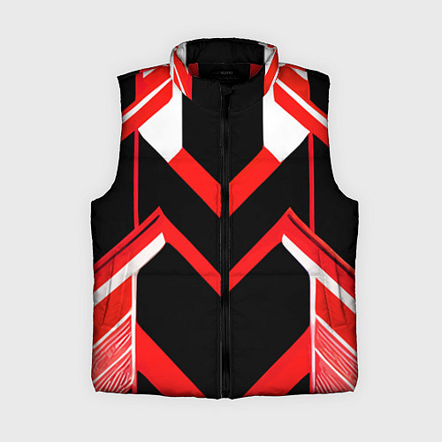 Женский жилет Красно-белые полосы и чёрный фон / 3D-Красный – фото 1