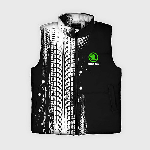 Женский жилет Шкода - следы от шин / 3D-Черный – фото 1