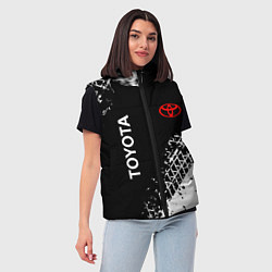 Женский жилет Тойота: следы от шин, цвет: 3D-черный — фото 2