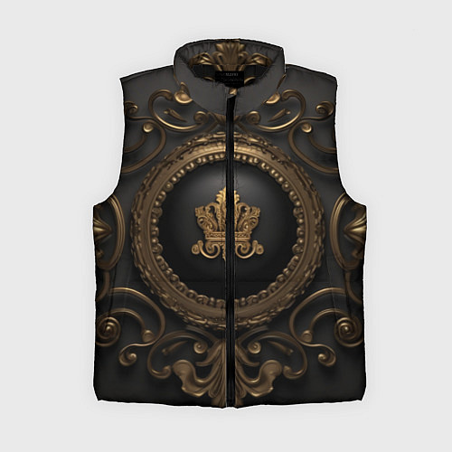 Женский жилет Классические золотые узоры и корона / 3D-Черный – фото 1