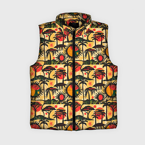 Женский жилет Африка солнце пальмы / 3D-Черный – фото 1