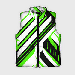 Женский жилет Чёрно-зелёные полосы на белом фоне