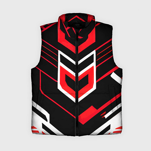 Женский жилет Полосы и красно-белый шестиугольник / 3D-Черный – фото 1