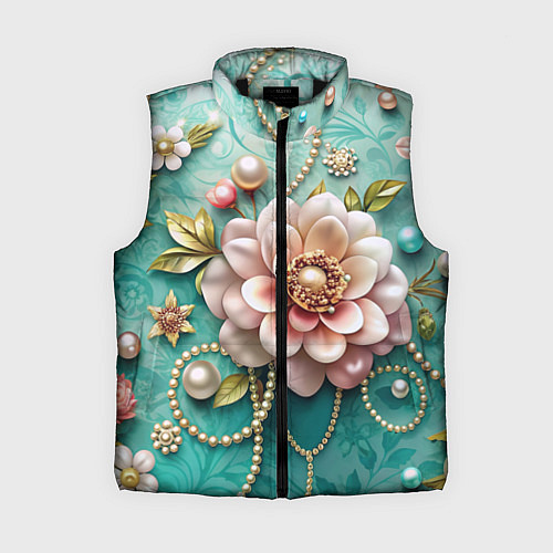Женский жилет Объемные цветы и жемчуг / 3D-Черный – фото 1