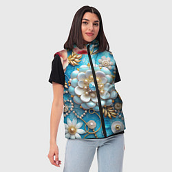Женский жилет Цветы и жемчуг, цвет: 3D-черный — фото 2