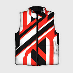 Женский жилет Чёрно-красные полосы на белом фоне, цвет: 3D-светло-серый