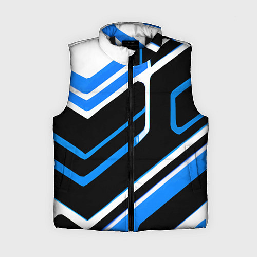 Женский жилет Бело-синие линии на чёрном фоне / 3D-Черный – фото 1