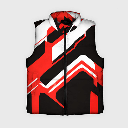 Женский жилет Бело-красные линии на чёрном фоне / 3D-Черный – фото 1