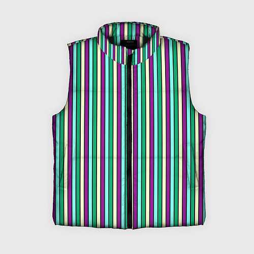 Женский жилет Фиолетово-зелёный полосатый / 3D-Черный – фото 1