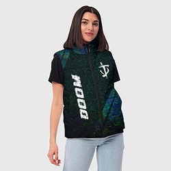 Женский жилет Doom glitch blue, цвет: 3D-черный — фото 2