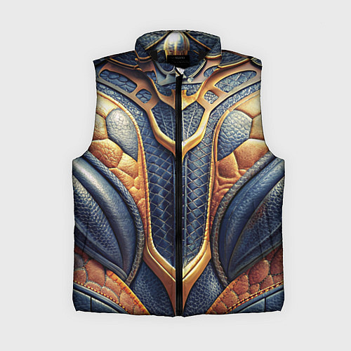 Женский жилет Темная кожаная броня с желтой оплеткой / 3D-Черный – фото 1