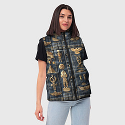 Женский жилет Символы Египта на дениме, цвет: 3D-черный — фото 2