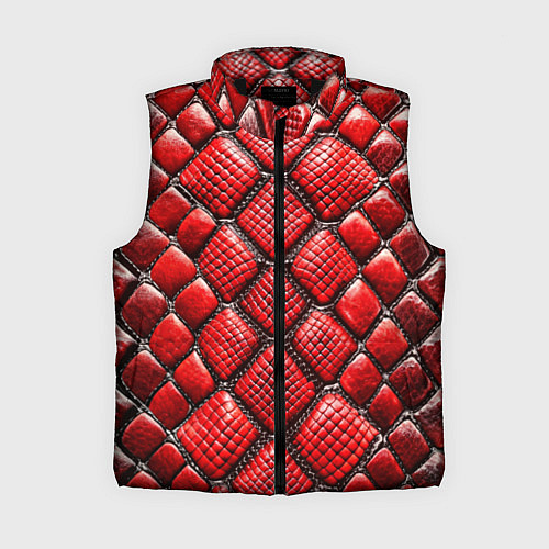 Женский жилет Змеиная объемная текстурная красная кожа / 3D-Черный – фото 1
