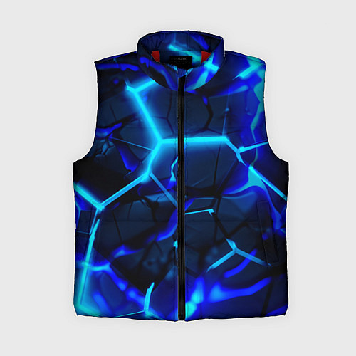 Женский жилет Яркие голубые неоновые плиты в разломе / 3D-Красный – фото 1