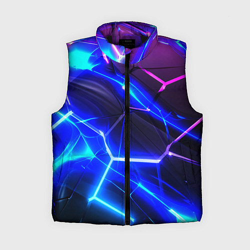 Женский жилет Микс разломленных плит и неоновое свечения / 3D-Черный – фото 1