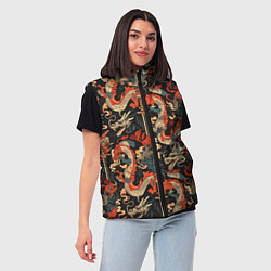 Женский жилет Паттерн с драконом, цвет: 3D-черный — фото 2