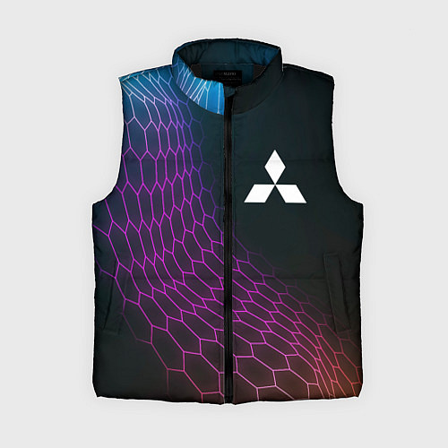 Женский жилет Mitsubishi neon hexagon / 3D-Черный – фото 1