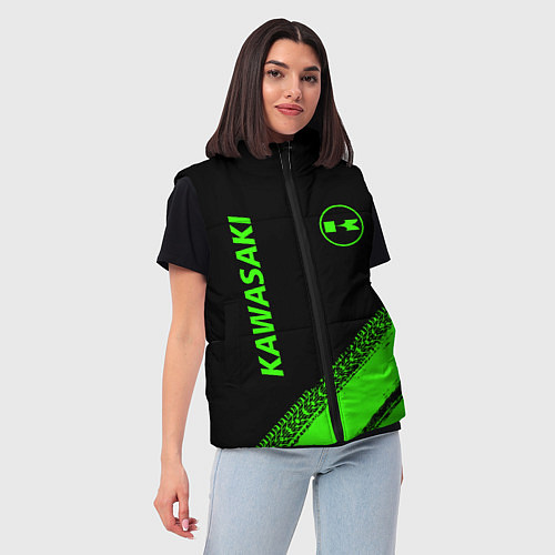 Женский жилет Kawasaki - logo / 3D-Красный – фото 3