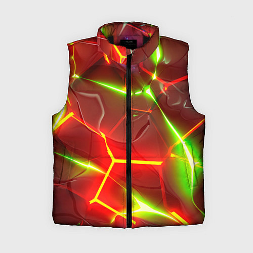 Женский жилет Неоновые красные плиты с ярким светом / 3D-Черный – фото 1