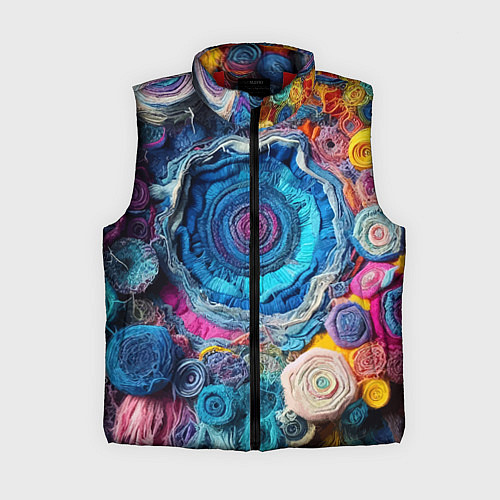 Женский жилет Вязаные цветы - пэчворк / 3D-Красный – фото 1