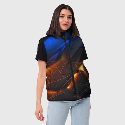 Женский жилет Синяя абстракция с желтыми плитами / 3D-Красный – фото 3