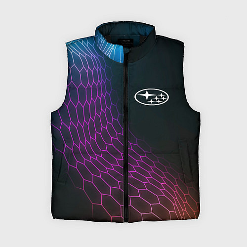 Женский жилет Subaru neon hexagon / 3D-Черный – фото 1