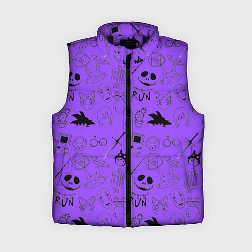 Женский жилет Хэллоуин узор на фиолетовом фоне / 3D-Черный – фото 1