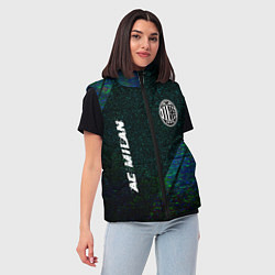 Женский жилет AC Milan glitch blue, цвет: 3D-черный — фото 2