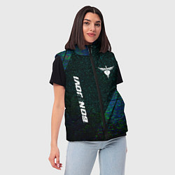 Женский жилет Bon Jovi glitch blue, цвет: 3D-черный — фото 2