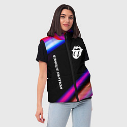 Женский жилет Rolling Stones neon rock lights, цвет: 3D-черный — фото 2
