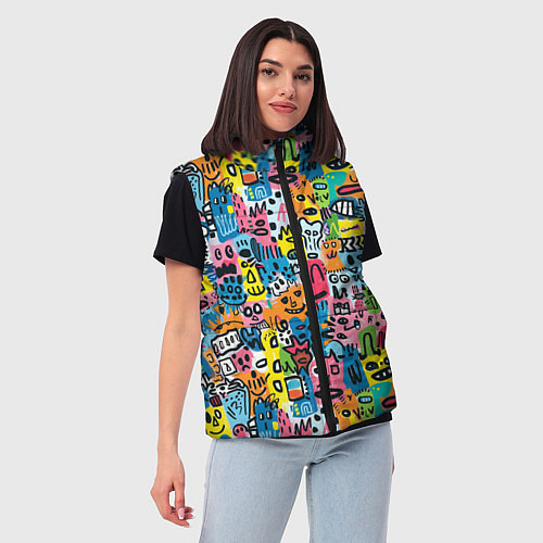 Женский жилет Весёлые лица абстрактные / 3D-Красный – фото 3