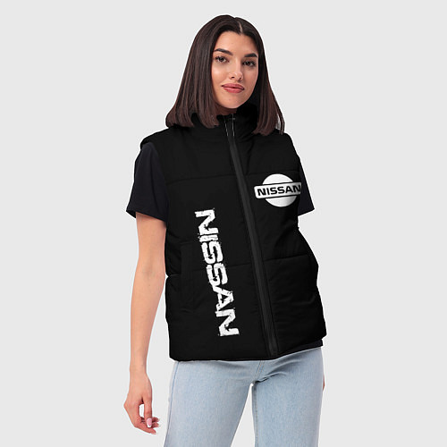 Женский жилет Nissan logo white auto / 3D-Красный – фото 3