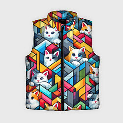 Женский жилет Геометрический паттерн с котятами - нейросеть