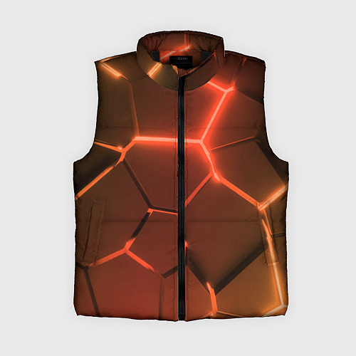 Женский жилет Оранжевые неоновые плиты в разломе / 3D-Черный – фото 1