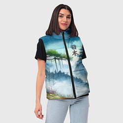 Женский жилет Японский пейзаж - акварель живопись, цвет: 3D-светло-серый — фото 2
