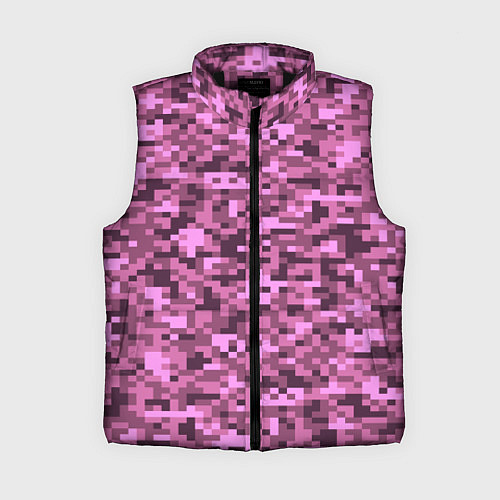 Женский жилет Розовый камуфляж текстура / 3D-Черный – фото 1