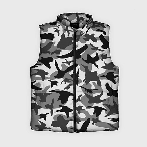 Женский жилет Камуфляж птицы чёрный / 3D-Светло-серый – фото 1