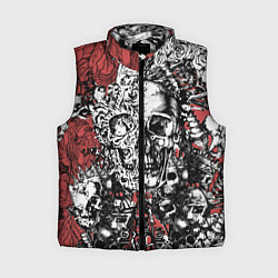 Женский жилет Черепа и скелеты на красном
