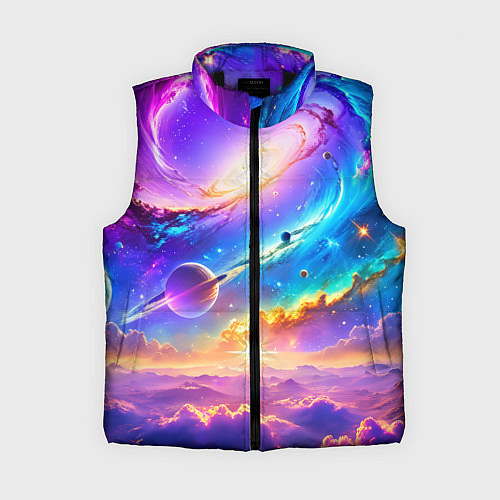 Женский жилет Космос в неоновых тонах / 3D-Черный – фото 1