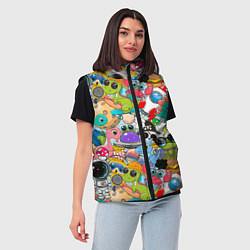 Женский жилет Разноцветные мультяшные персонажи, цвет: 3D-светло-серый — фото 2