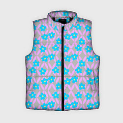 Женский жилет Голубые цветочки на розовом орнаменте