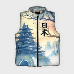 Женский жилет Japanese landscape - watercolor, цвет: 3D-светло-серый