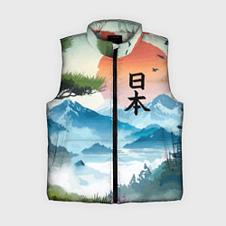 Женский жилет Восход красного солнца - Японский пейзаж, цвет: 3D-светло-серый