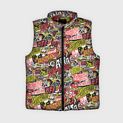 Женский жилет Супер мото паттерн с надписями и черепками