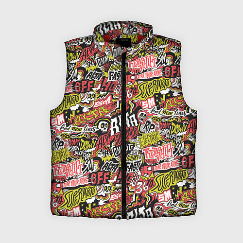 Женский жилет Супер мото паттерн с надписями и черепками / 3D-Красный – фото 1
