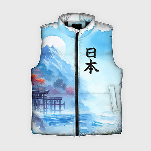 Женский жилет Японский морской пейзаж - нейроарт / 3D-Черный – фото 1